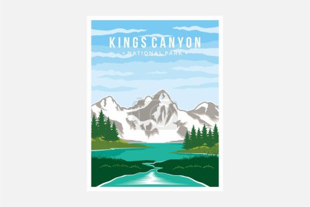 Téléchargez les illustrations : Illustration vectorielle d'affiche du parc national Kings Canyon - en licence libre de droit