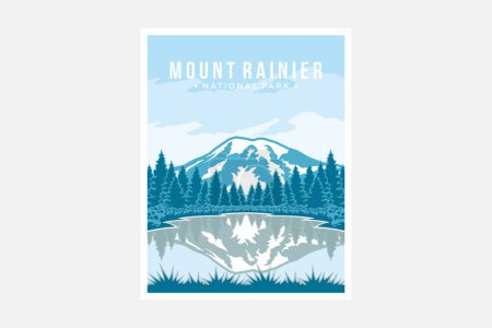 Mount Rainier national park poster vector illustration design