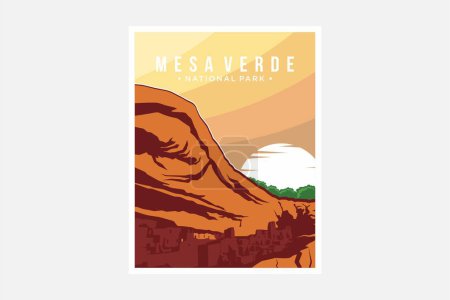 Ilustración de Diseño de ilustración del vector de póster del Parque Nacional Mesa Verde - Imagen libre de derechos