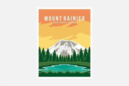 Ilustración de Monte Rainier Parque Nacional cartel vector ilustración diseño - Imagen libre de derechos