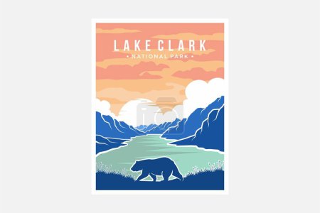 Illustration for Lake Clark national park poster vector illustration design - Royalty Free Image