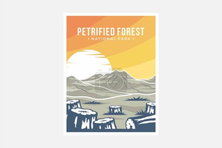 Petrified Forest National Park poster vector illustration design in Navajo and Apache Counties in Arizona