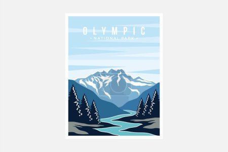 Olympic National Park poster vector illustration design