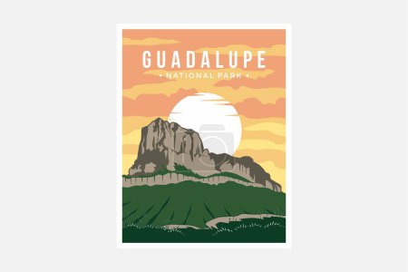 Téléchargez les illustrations : Illustration vectorielle d'affiche du parc national des Monts-Guadalupe - en licence libre de droit