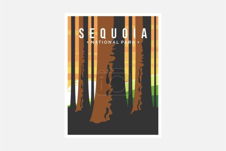 Diseño de ilustración del vector de póster del Parque Nacional Sequoia