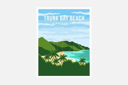 Trunk Bay Beach, Parque Nacional de las Islas Vírgenes vector de diseño de ilustración
