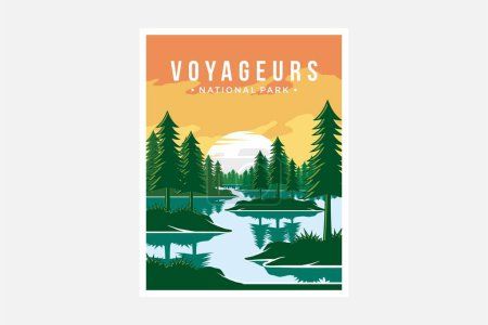 Illustration for Voyageurs National Park poster vector illustration design - Royalty Free Image