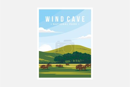 Wind Cave National Park poster vector illustration design