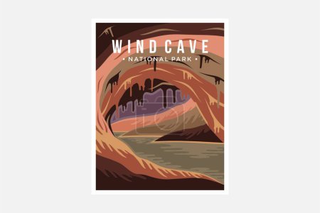 Wind Cave National Park poster vector illustration design