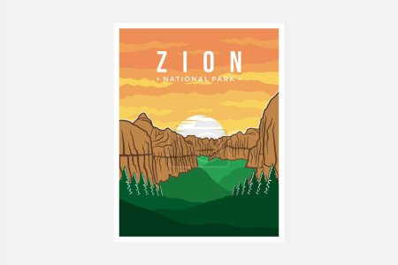 Zion Nationalpark Plakatvektor Illustration Design
