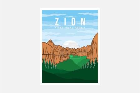 Zion Nationalpark Plakatvektor Illustration Design