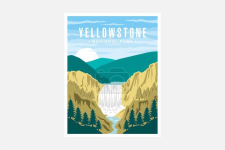 Illustration vectorielle de l'affiche du parc national Yellowstone Falls