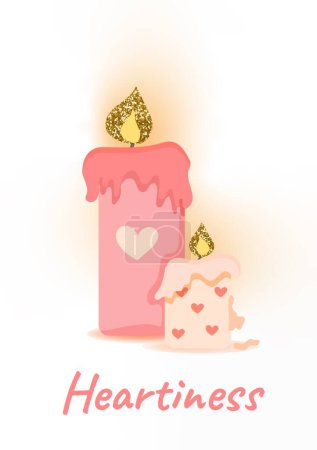 Illustration for Candles with hearts, in flat style - Royalty Free Image