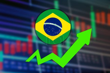 Photo for Brazil stock market rate increase illustration poster design. - Royalty Free Image