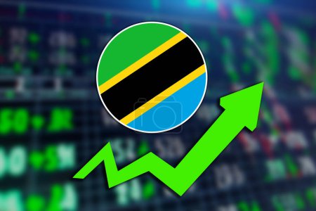 Photo for Tanzania flag round shape. stock market rate increase illustration poster design. - Royalty Free Image