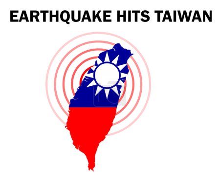 Téléchargez les photos : Tremblement de terre frappe Taiwan affiche illustration design. isolé sur blanc. - en image libre de droit