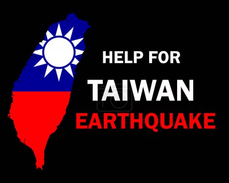 Photo for Help for Taiwan Earthquake illustration poster design. isolated on dark background. - Royalty Free Image