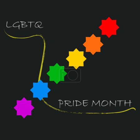Ilustración de Vector de mes de orgullo LGBTQ + con diseño estrella - Imagen libre de derechos