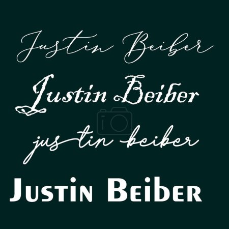 Illustration for Set of Justin Beiber name stylish fonts typography. EPS 10. - Royalty Free Image