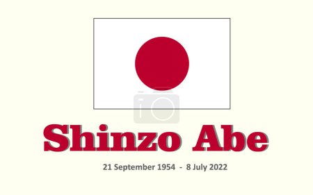 Ilustración de Firma de la bandera de Japón y mensaje de condolencia del ex primer ministro japonés Shinzo Abe con texto. ilustración vectorial. - Imagen libre de derechos