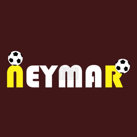 Ilustración de Letras Neymar nombre con diseño de fútbol. aislado sobre fondo oscuro - Imagen libre de derechos