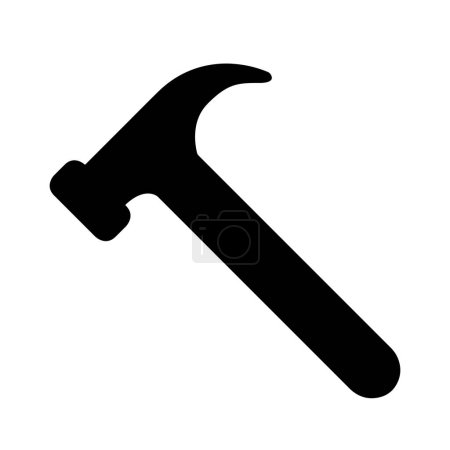 Illustration for Hammer silhouette icon on a white background, Vector illustration design. hammers are used for general carpentry, framing, nail pulling and so on. - Royalty Free Image