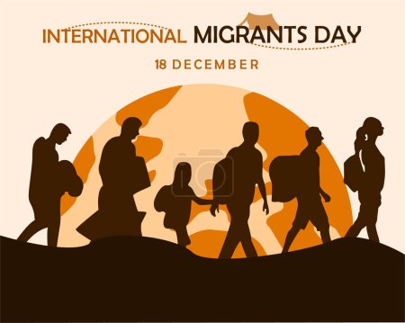 Illustration for International migrants day on December 18 poster design. for printing and web uses. - Royalty Free Image