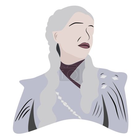 Illustration for Portrait vector character of Daenerys from Game of Thrones tv series. isolated on white. eps10. - Royalty Free Image