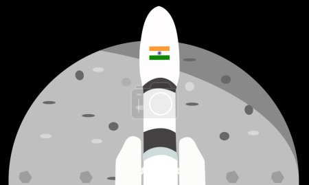Ilustración de Chandrayaan 3 India satélite con dibujos animados Luna vector de diseño. - Imagen libre de derechos
