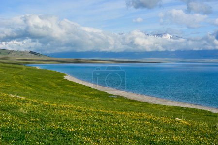 Photo for The mountains and waters around Tarim Lake are a unique and beautiful landscape that is worth experiencing - Royalty Free Image