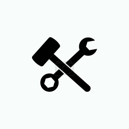 Téléchargez les photos : Symbole d'outil d'atelier de marteau et clé. - en image libre de droit