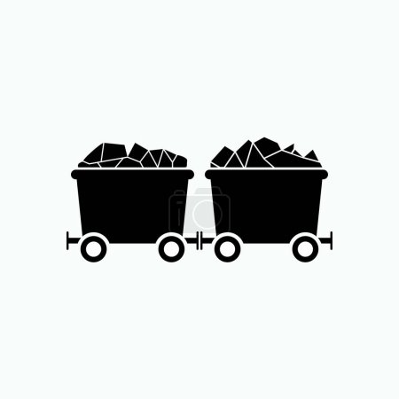 Illustration for Mine Cart Icon. Mineral or Mining Product Transport Symbol - Vector. - Royalty Free Image
