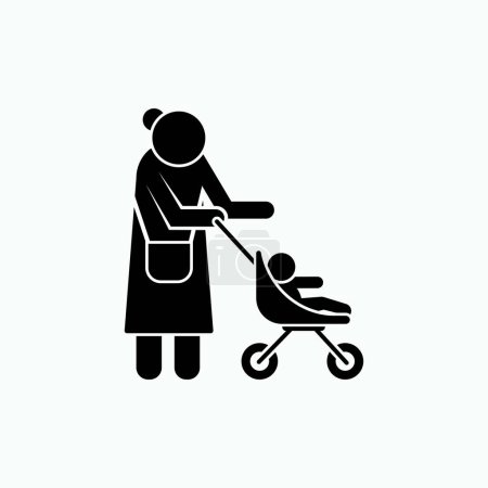 Téléchargez les photos : Icône maman et bébé. Symboles de garde d'enfants dans le vecteur de chariot. - en image libre de droit
