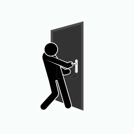 Illustration for Pull Door Icon. Opening Symbol  Vector. - Royalty Free Image