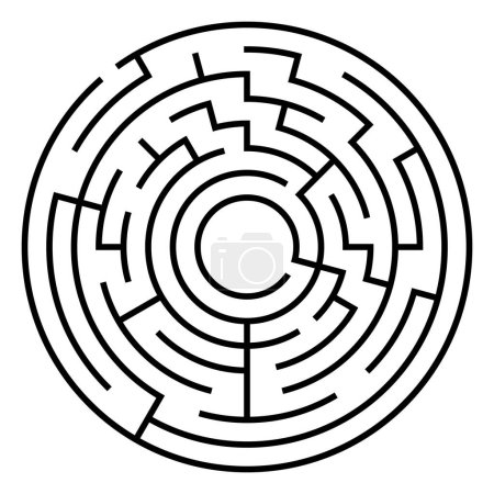 Téléchargez les illustrations : Cercle jeu de puzzle labyrinthe pour les enfants, vecteur de labyrinthe sur blanc. - en licence libre de droit