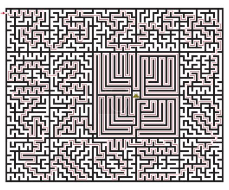 Téléchargez les illustrations : Labyrinthe complexe forme rectangulaire, illustration vectorielle de jeu de puzzle labyrinthe. - en licence libre de droit
