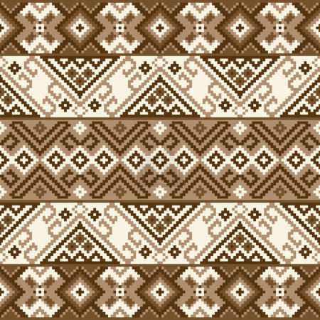 Ilustración de Patrón tribal, patrón étnico geométrico decoración tradicional de la frontera para el fondo, fondo de pantalla, vector de ilustración, textil, tela, ropa, batik, alfombra, bordado - Imagen libre de derechos