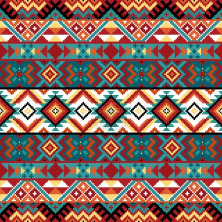 Ilustración de Diseño nativo americano, Patrón étnico, Adorno geométrico abstracto. - Imagen libre de derechos