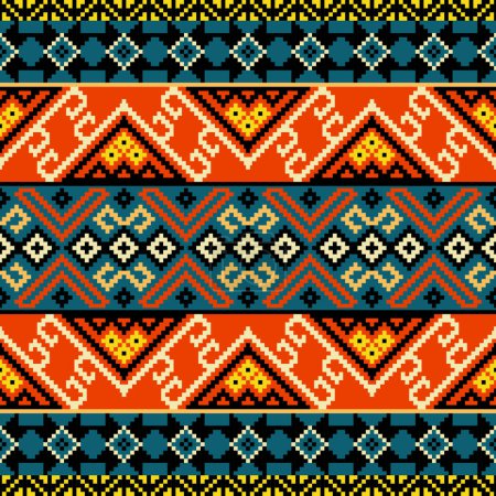 Ilustración de Abstracto geométrico étnico, Navajo diseño de patrones sin costura, ornamento étnico . - Imagen libre de derechos