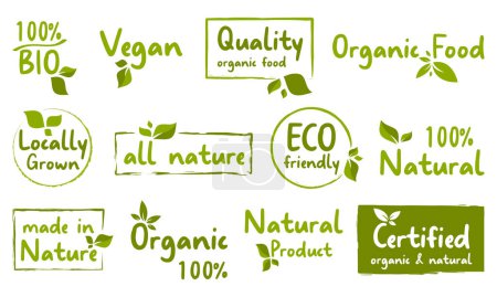 Biolebensmittel, Aufkleber für Naturprodukte, Plaketten und Etiketten für Biolebensmittel, Naturprodukte-Promotion, Lebensmittelmarkt und mehr.
