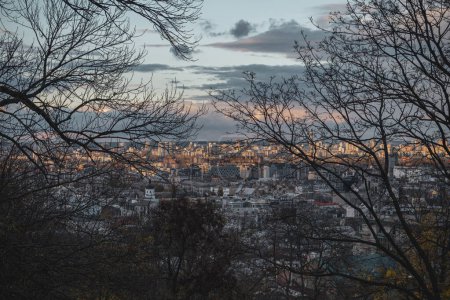 Foto de Puesta de sol y la vista y la ciudad de Kiev - Imagen libre de derechos