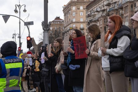 Kyiv, Ukraine - February 4, 2024. Relatives and friends with placards gathered in the center on Khreshchatyk to honor the fighters of "Azovstal", who have been in russian captivity for almost two years. everyone is waiting for their return Stickers 700672962