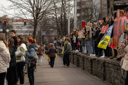 Photo for Kyiv, Ukraine. On March 3, 2024, many people go to the center of Kyiv to support the "Azov" prisoners of war, who have been in russian captivity for two years. every time more and more people come. - Royalty Free Image