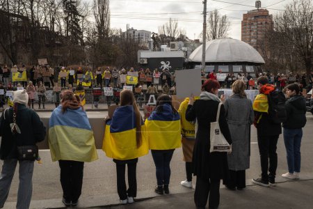 Photo for Kyiv, Ukraine. On March 3, 2024, many people go to the center of Kyiv to support the "Azov" prisoners of war, who have been in russian captivity for two years. every time more and more people come. - Royalty Free Image