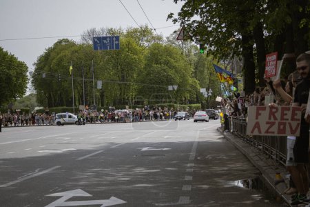 Photo for Kyiv, Ukraine. On April 14, 2024, many caring people go to the city center every week to remind everyone that the soldiers from Azov are still in captivity for two years - Royalty Free Image