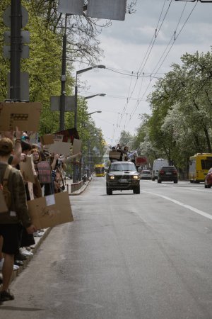 Photo for Kyiv, Ukraine. On April 14, 2024, every Sunday, people go to actions for prisoners who are in Russian captivity. military of Azov, in captivity for two years - Royalty Free Image