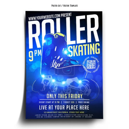 Ilustración de Roller Skating Party Poster Template - Imagen libre de derechos