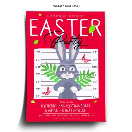 Illustration for Easter Rabbit Party Poster Template - Royalty Free Image
