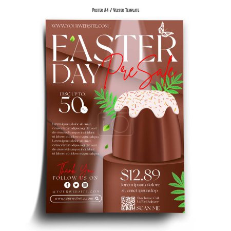 Illustration for Easter Pre Sale Poster Template Easter Cake - Royalty Free Image