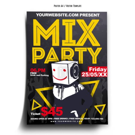 Ilustración de Plantilla de póster Dj Mix Party Club - Imagen libre de derechos